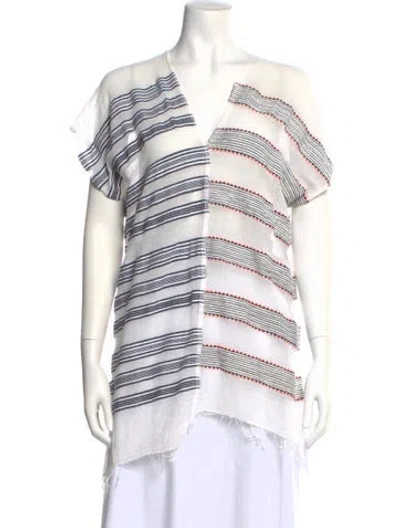 Pre-owned Lemlem Striped V-neck Tunic In White