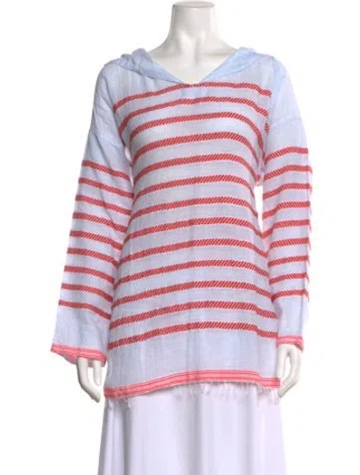 Pre-owned Lemlem Striped V-neck Tunic In White