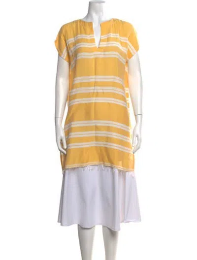 Pre-owned Lemlem Striped V-neck Tunic In Yellow