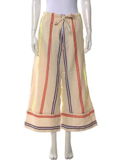 Pre-owned Lemlem Striped Wide Leg Pants In Neutral