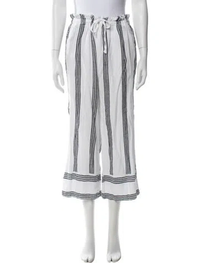 Pre-owned Lemlem Striped Wide Leg Pants In White