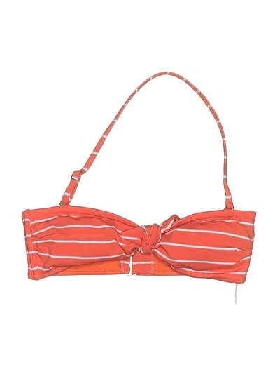 Pre-owned Lemlem Swimsuit Top Orange Stripes Pattern Swimwear
