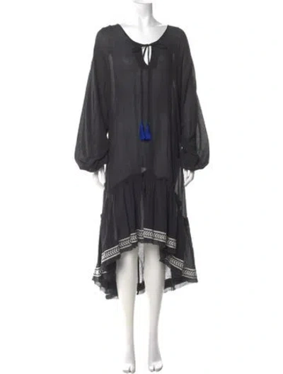 Pre-owned Lemlem Tie Neck Long Dress In Gray