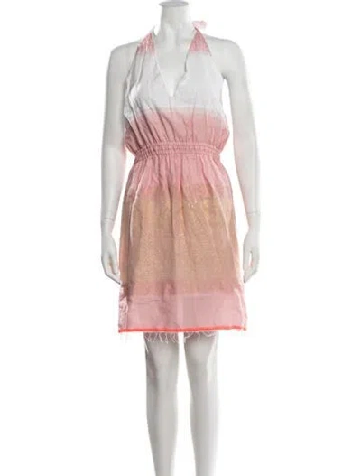 Pre-owned Lemlem Tie-dye Print Halterneck Top In Metallic/pink
