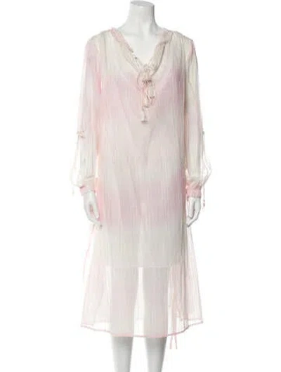 Pre-owned Lemlem Tie-dye Print Midi Length Dress In Pink