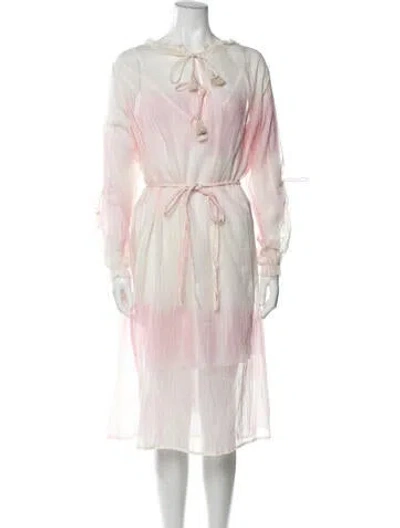Pre-owned Lemlem Tie-dye Print Midi Length Dress In Pink