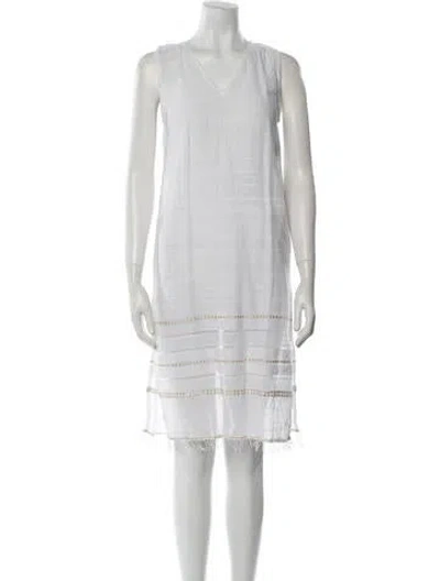 Pre-owned Lemlem V-neck Knee-length Dress In White