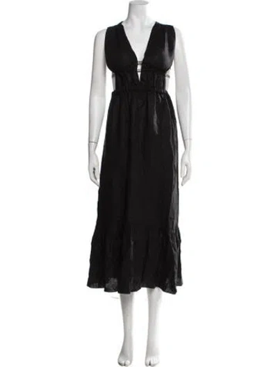 Pre-owned Lemlem V-neck Long Dress In Black