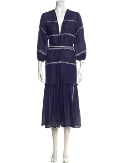 Pre-owned Lemlem V-neck Long Dress In Blue