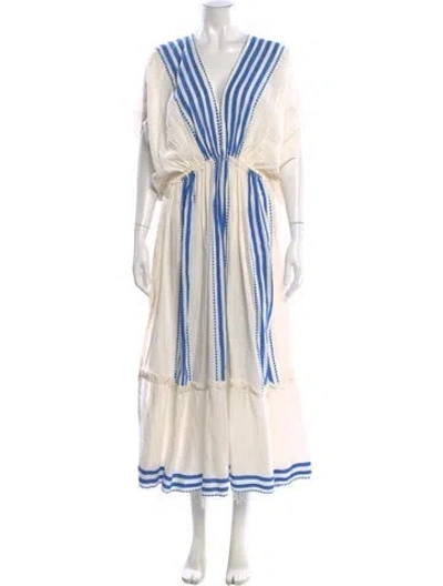 Pre-owned Lemlem V-neck Long Dress In Neutrals