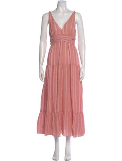Pre-owned Lemlem V-neck Long Dress In Pink