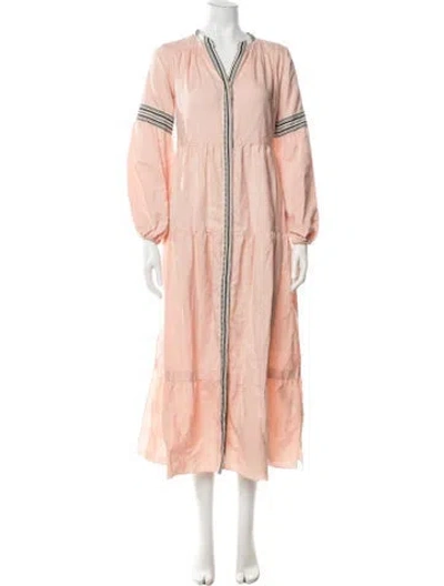 Pre-owned Lemlem V-neck Long Dress In Pink