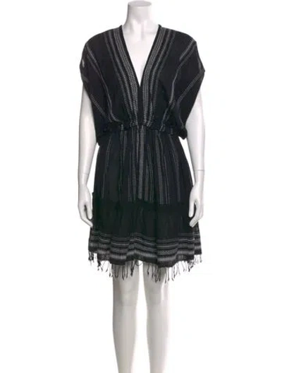Pre-owned Lemlem V-neck Mini Dress In Black