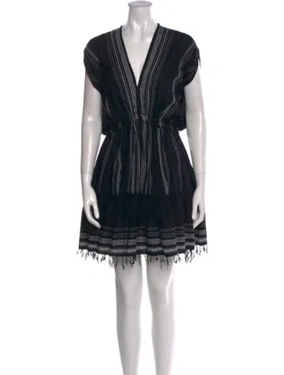 Pre-owned Lemlem V-neck Mini Dress In Black