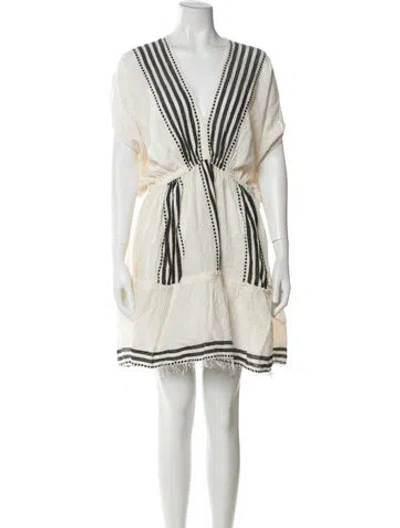 Pre-owned Lemlem V-neck Mini Dress In Neutral