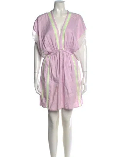 Pre-owned Lemlem V-neck Mini Dress In Purple