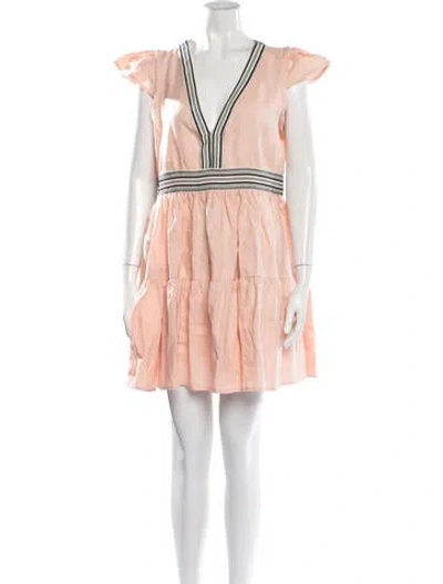 Pre-owned Lemlem V-neck Mini Dress W/ Tags In Pink