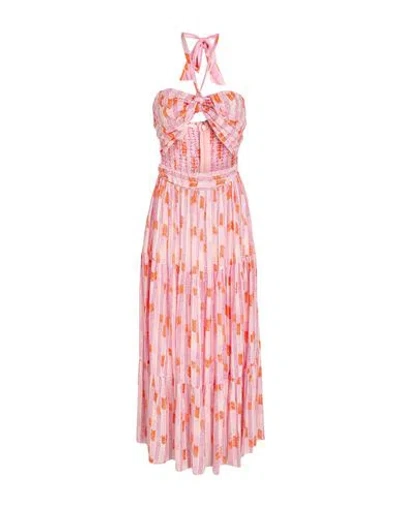 Lemlem Woman Maxi Dress Orange Size L Ecovero Viscose, Metallic Fiber In Pink