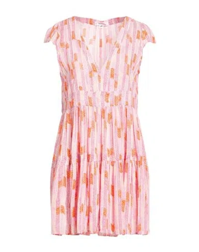 Lemlem Woman Mini Dress Orange Size L Ecovero Viscose, Metallic Fiber In Pink