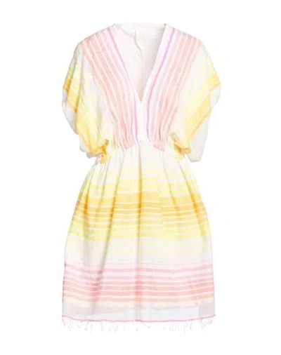 Lemlem Woman Mini Dress Yellow Size L Cotton, Acrylic In Multi