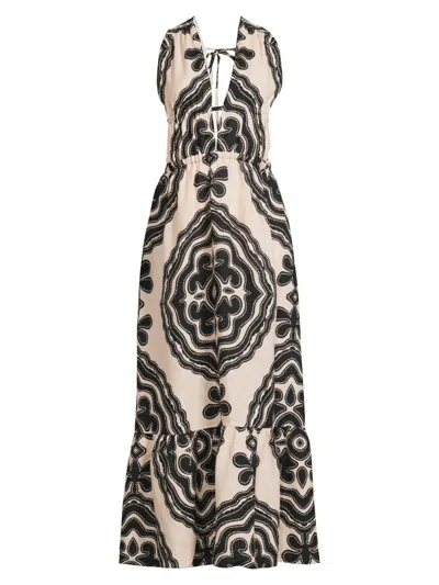 Lemlem Women's Lelisa Printed Linen V-neck Maxi Dress