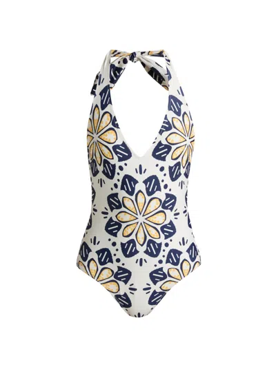 Lemlem Women's Lidya Geometric Floral One-piece Swimsuit In White