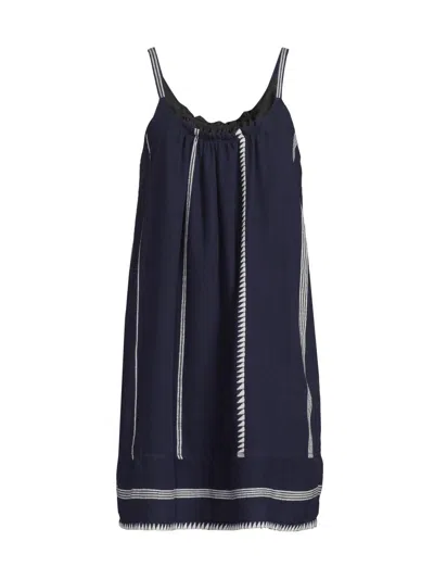 Lemlem Women's Zina Cotton Scoopneck Minidress In Blue