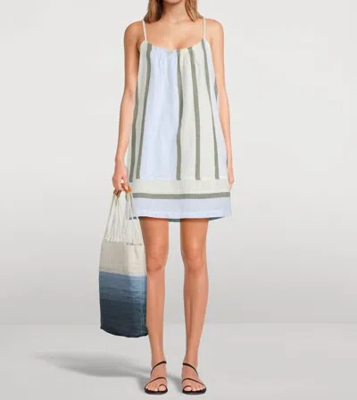 Lemlem Zina Cotton Swing Dress In Entoto Sage In Blue