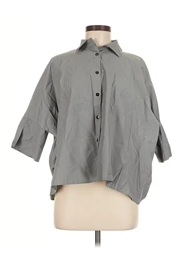 Lemon 3/4 Sleeve Button Down Shirt In Gray