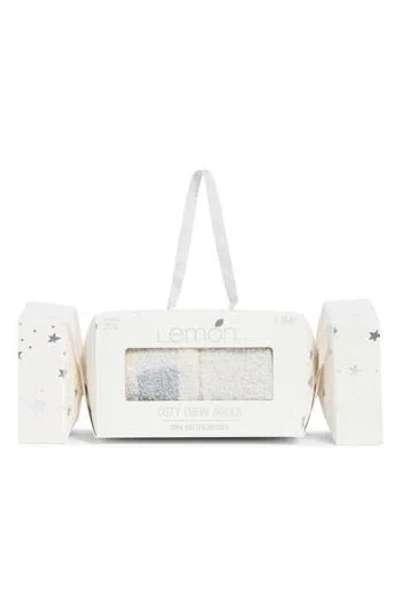 Lemon Assorted 2-pack Shea Butter Infused Crew Socks In Gray