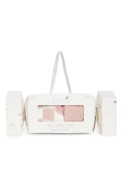 Lemon Assorted 2-pack Shea Butter Infused Crew Socks In Pink