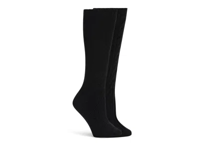 Lemon Cable Knit Knee High Socks In Black