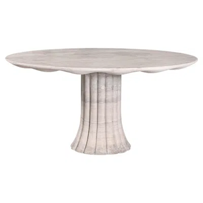 Pre-owned Lemon Drapery Table Made In Italy From Silver Traverte 63" Diam Designed By Yaniv Chen
