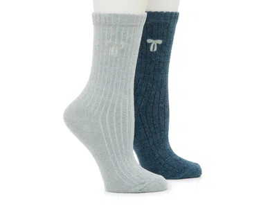 Lemon Embroidered Crew Socks 2 Pack In Blue