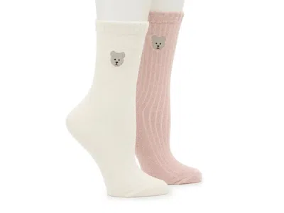 Lemon Embroidered Crew Socks 2 Pack In Pink