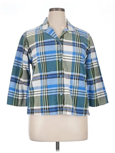 Pre-owned Lemon Grass 3/4 Sleeve Button Down Shirt In Blue