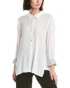 Lemon Grass 3/4-sleeve Button Down Blouse In White