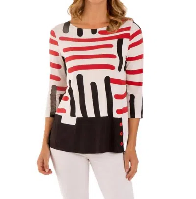 Lemon Grass Bamboo Knit Top In Garnet Rose In Multi