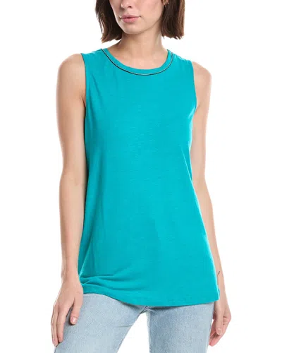 Lemon Grass Beaded Neckline Linen-blend Tank Top In Green