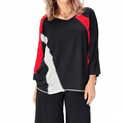 Lemon Grass Dolman Sleeve V-neck Top In Black