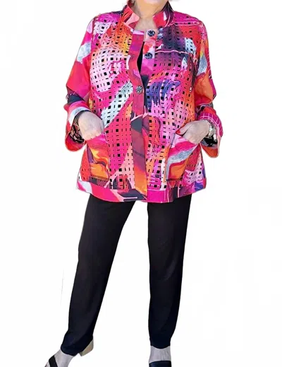 Lemon Grass Laser Cut Reversible Jacket In Pink