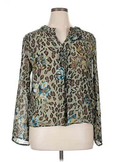Pre-owned Lemon Grass Long Sleeve Blouse In Green