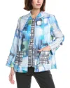 Lemon Grass Print Blocked Blazer In Multi