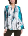 Lemon Grass Reversible Buttoned Cape Jacket In Multi