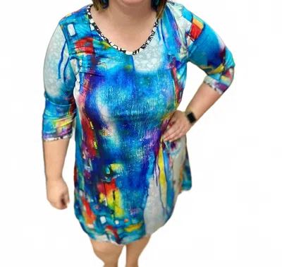 Lemon Grass Reversible Three Quarter Sleeve Dress In Multicolor