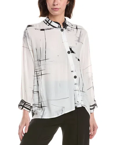 Lemon Grass Stand Collar Blouse In White