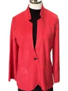 Lemon Grass Suede Blazer In Cherry In Red