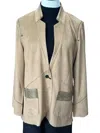 Lemon Grass Suede Blazer In Pecan In Beige