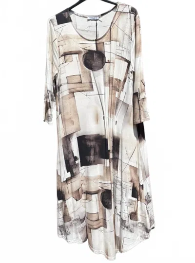 Lemon Grass Women's 3/4 Sleeve Dress In Hummus Print In Multi