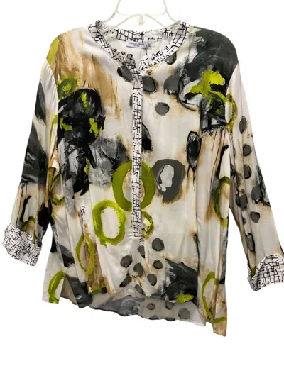 Lemon Grass Women's Mix Print Blouse In Golden Lime In Multi